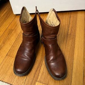 Frye Brown Leather Men's Boots harness back zipper sz 10.5